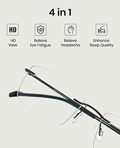 Cyxus Titanium Small Rectangle Blue Light Glasses for Men Blue Light Blocking Eyewear Ultra Light Anti Eye Strain Rimless Eyeglasses Reduce Headache - Image 5