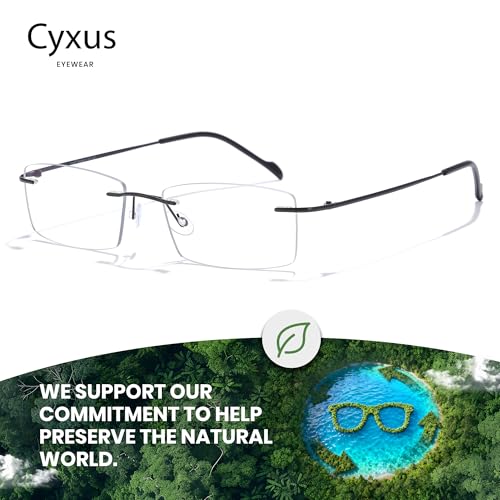 Cyxus Titanium Small Rectangle Blue Light Glasses for Men Blue Light Blocking Eyewear Ultra Light Anti Eye Strain Rimless Eyeglasses Reduce Headache - Image 4