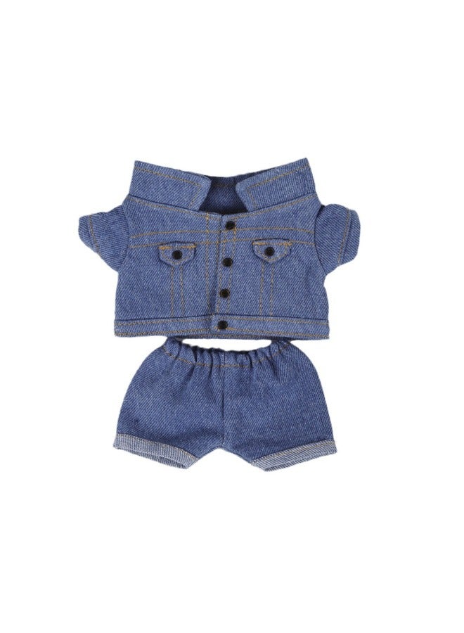 10cm Doll 20cm Cotton Doll Trousers Suit Denim Coat Pants Cotton Doll Clothes-Specifications:15cm-color:10cm Denim Trousers Without Belt Buckle - Image 5