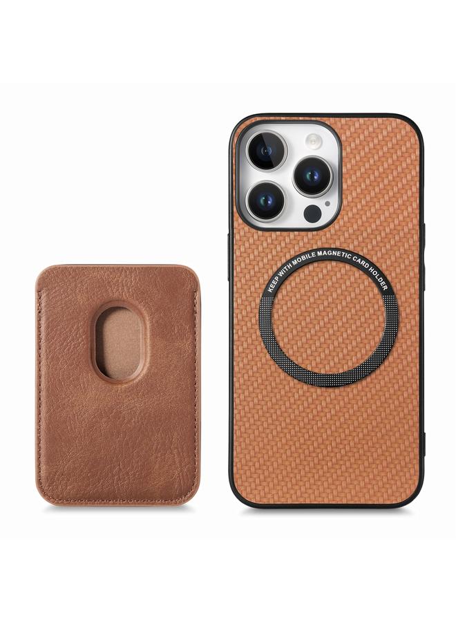 اس-توب جراب هاتف iPhone 16 Pro Max مصنوع من ألياف الكربون والجلد مع بطاقة Magsafe - Image 3