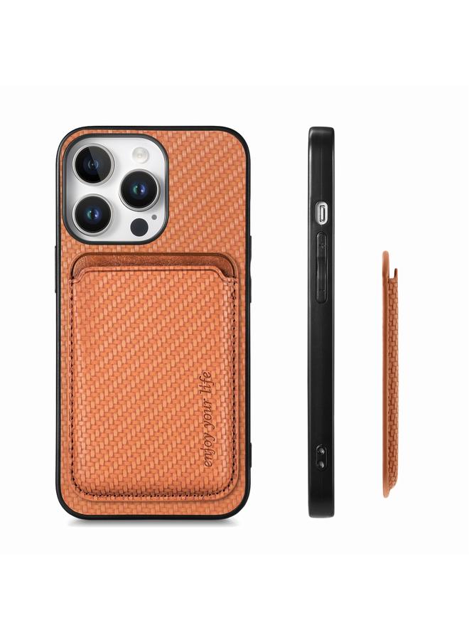 اس-توب جراب هاتف iPhone 16 Pro Max مصنوع من ألياف الكربون والجلد مع بطاقة Magsafe - Image 2