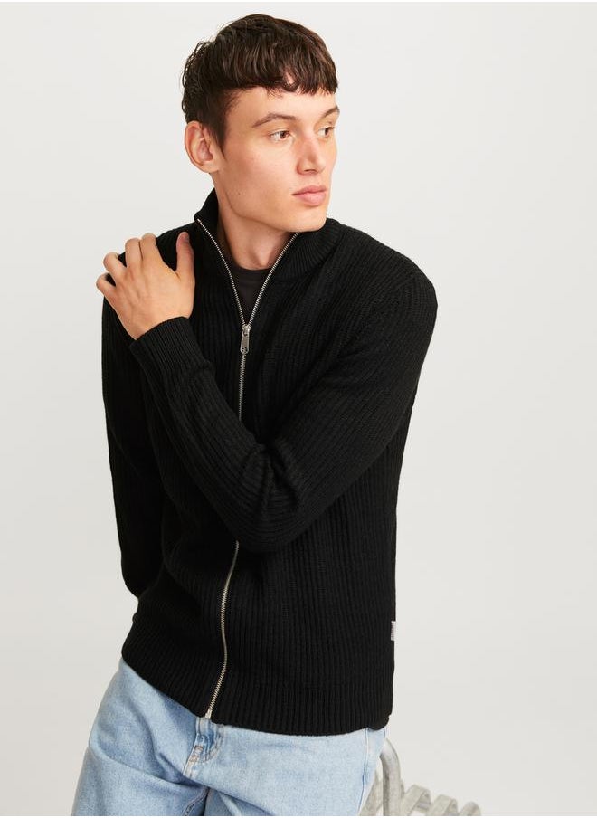 JJ Rebel by Jack & Jones High Neck Full Zip Knitted Cardigan  - Image 1
