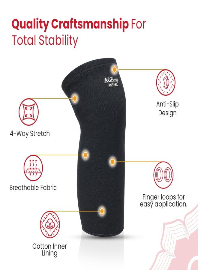 AGEasy Comfort Knee Sleeve | Knee Support, Leg Sleeves for Women & Men | Anti-Slip Design Knee Cap (XXL) (Pack of 2) - Image 2