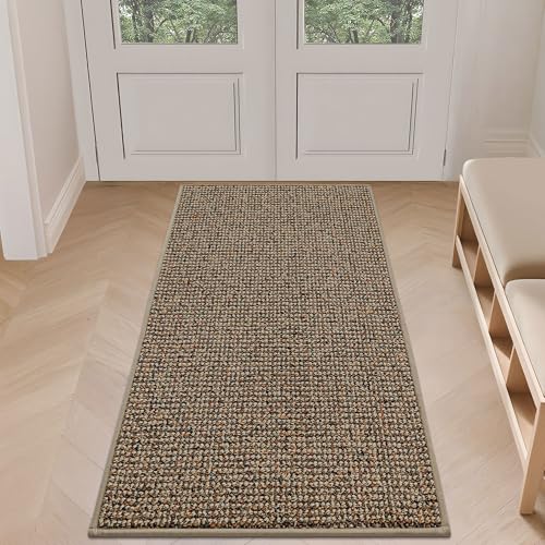 BEQHAUSE Dirt Trapper Door Mat 24" x 60", Non-Slip Washable Doormats Entrance Mat, Dirt Resistant and Absorbent Welcome Mat, Low Profile Floor Mats for Front Back Door and Entryway, Beige - Image 1