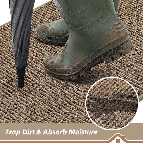 BEQHAUSE Dirt Trapper Door Mat 24" x 60", Non-Slip Washable Doormats Entrance Mat, Dirt Resistant and Absorbent Welcome Mat, Low Profile Floor Mats for Front Back Door and Entryway, Beige - Image 3