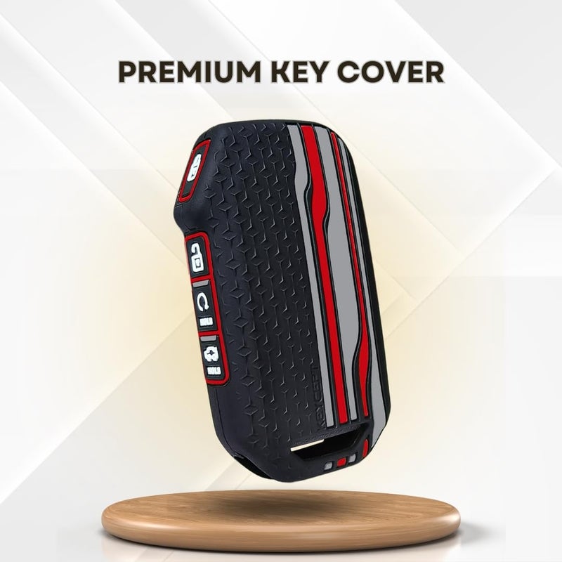 Keycept™ Tristar Key Cover for Kia Seltos 2024, 2023 Facelift HTX | Sonet Facelift | Carens | Carens Clavis | X Line | Carens Prestige 4 Button Smart Key (Black) - Image 5
