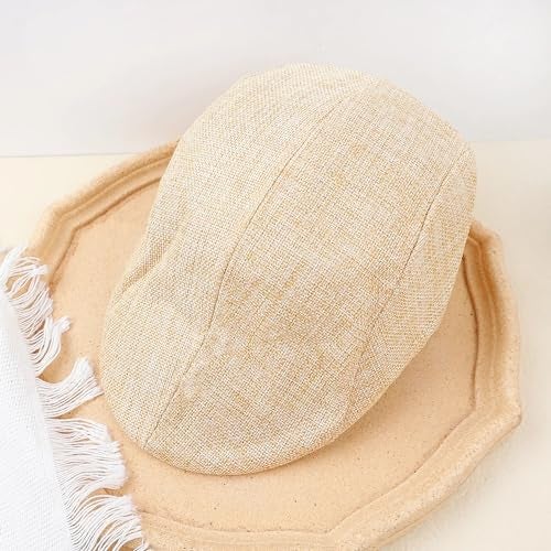 RR DESIGN Berets Men Womens Duckbill Ivy Cap Golf Driving Flat Cabbie Newsboy Beret Hat(Classic Golf Cap - Beige) - Image 3