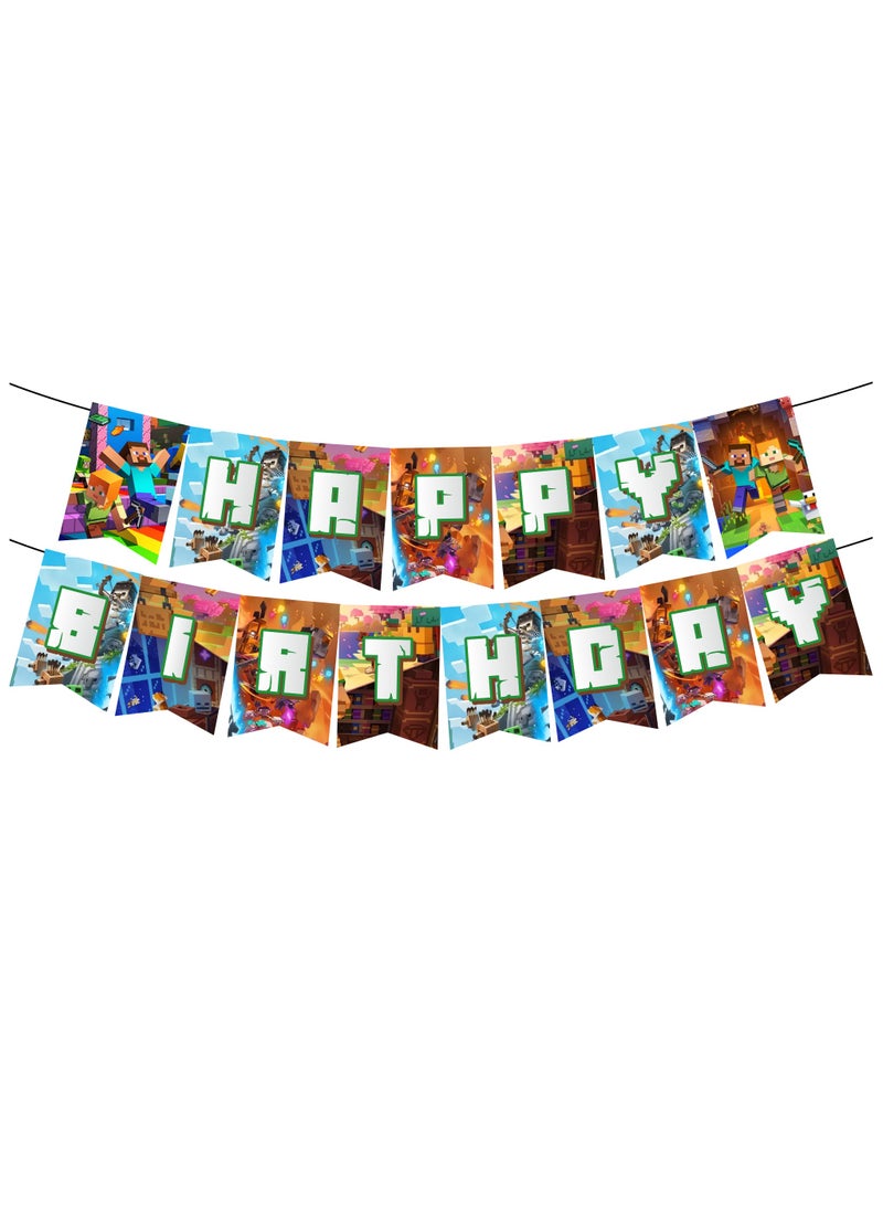 69 Pcs Minecraft Game Theme Birthday Celebration Tableware Decoration Party Supplies for Kids - Image 2
