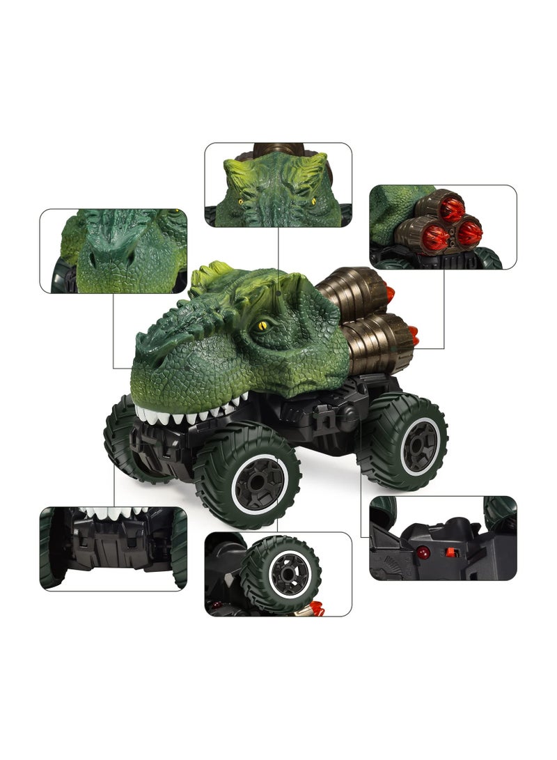 SYOSI Dinosaur Remote Control Toy Car, Dinosaur Toys for Kids 3 to 5, Remote Control Car for Boys 4 7, Mini monster truck with dinosaur elements and dazzling LED Lights, Boys Perfect Gift, Tyrannosaur Style - Image 2