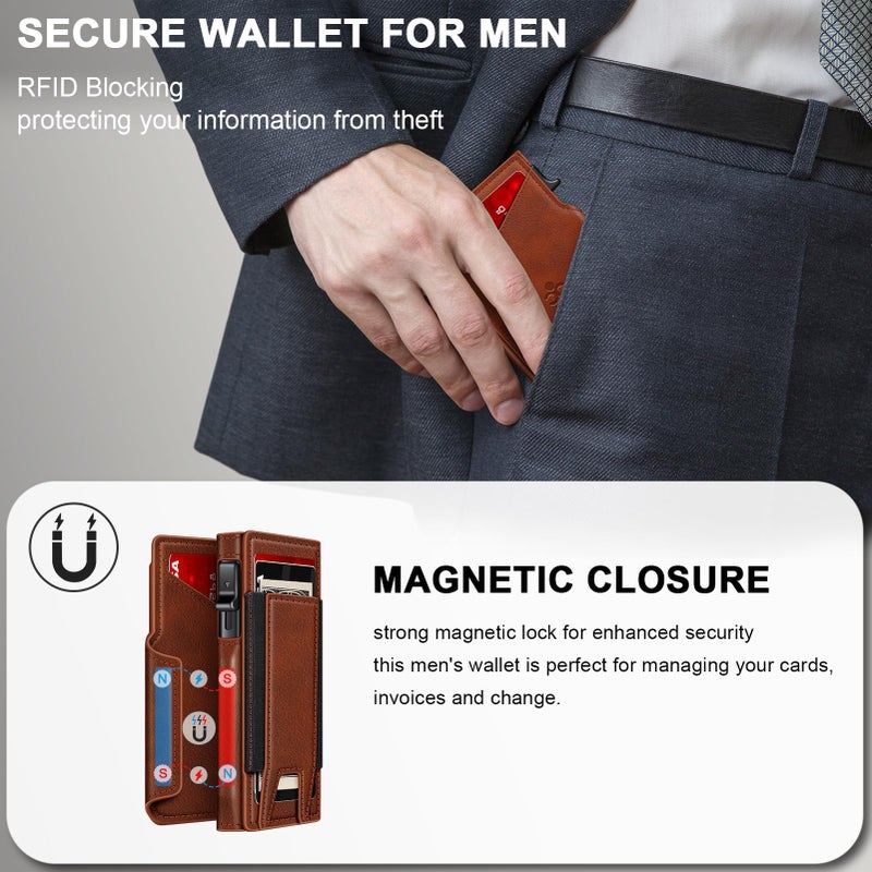 SEMORID Wallet for Men Wallet with Slim Pop Up Card Holder 9-13 Cards, Bifold Minimalist Smart Wallet RFID Blocking Credit Card Holder with ID Window & Stretchable Cash Slot Compact Metal Aluminum Card Case - Image 5