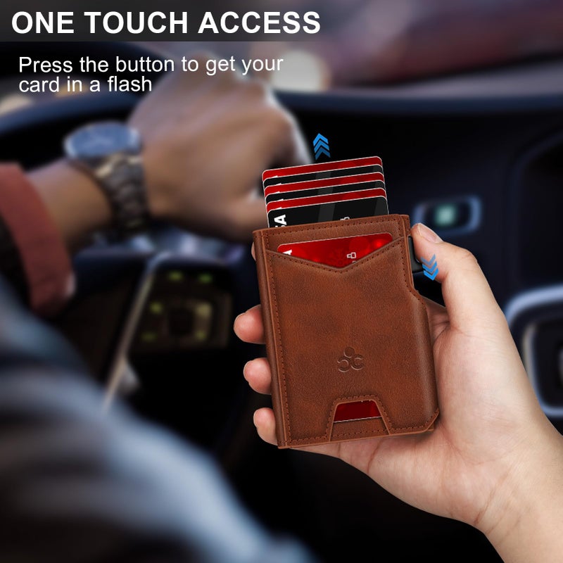 SEMORID Wallet for Men Wallet with Slim Pop Up Card Holder 9-13 Cards, Bifold Minimalist Smart Wallet RFID Blocking Credit Card Holder with ID Window & Stretchable Cash Slot Compact Metal Aluminum Card Case - Image 2
