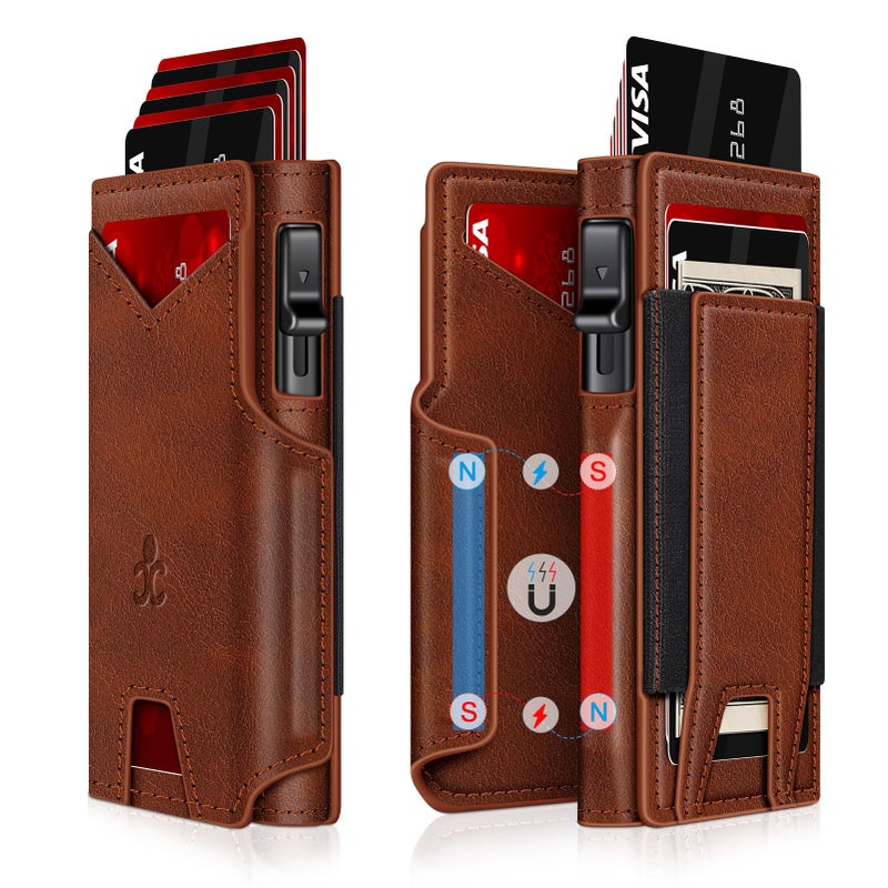 SEMORID Wallet for Men Wallet with Slim Pop Up Card Holder 9-13 Cards, Bifold Minimalist Smart Wallet RFID Blocking Credit Card Holder with ID Window & Stretchable Cash Slot Compact Metal Aluminum Card Case - Image 1