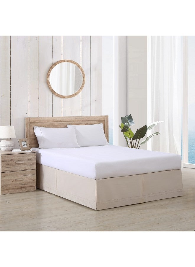 Tommy Bahama Bedskirt Tailored Solid Cotton Bedding, Designer Home Décor, Queen, Beige - Image 2