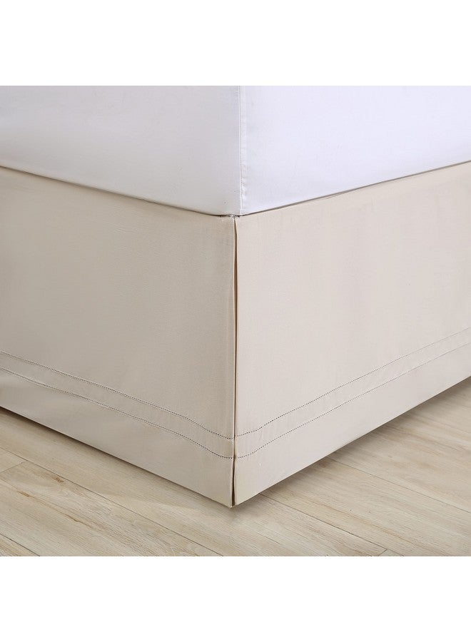 Tommy Bahama Bedskirt Tailored Solid Cotton Bedding, Designer Home Décor, Queen, Beige - Image 3
