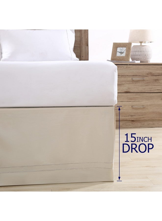 Tommy Bahama Bedskirt Tailored Solid Cotton Bedding, Designer Home Décor, Queen, Beige - Image 5