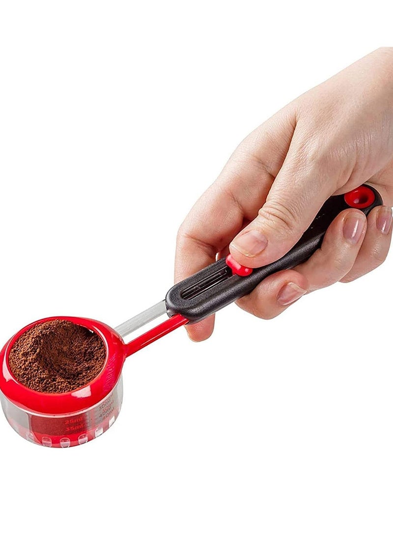 KASTWAVE Coffee Measuring Scoop, Adjustable Volume Tablespoon Measure Spoon with Long Handles for Easy Access to Coffee Protein Powder Tea Sugar and Milk,Suitable for Cafe Shop Home Kitchen Office (Black) - Image 1