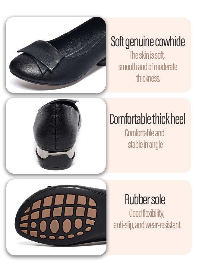 حذاء نسائي دائري الرأس من الجلود الطبيعية | حذاء كاجوال جديد ومنخفض الكعب | تصميم عملي وعصري مضاد للانزلاق - Image 5