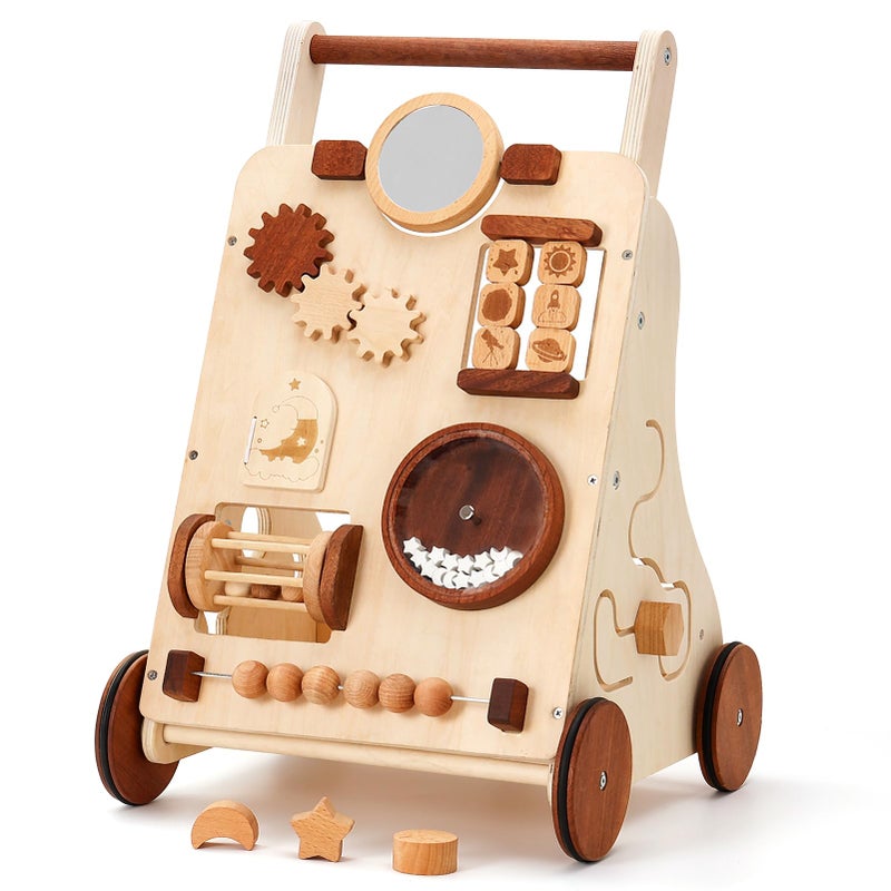 Woodtoe Wooden Baby Walker Adjustable Speed Push Walker Montessori Toys for 1 Year Old Wood Walker for Boys and Girls Baby Activity Center Toddler Push Toys Baby Shower Birthday Toy Gift for 1 - Image 2