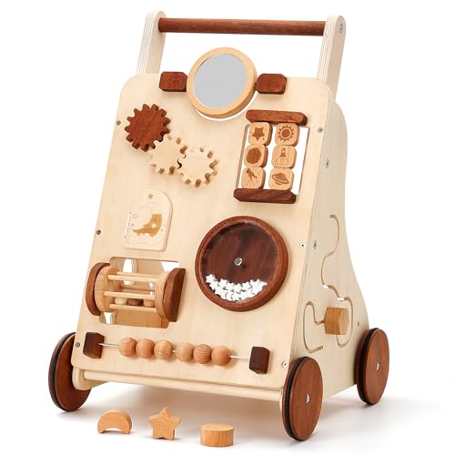 Woodtoe Wooden Baby Walker Adjustable Speed Push Walker Montessori Toys for 1 Year Old Wood Walker for Boys and Girls Baby Activity Center Toddler Push Toys Baby Shower Birthday Toy Gift for 1 - Image 1