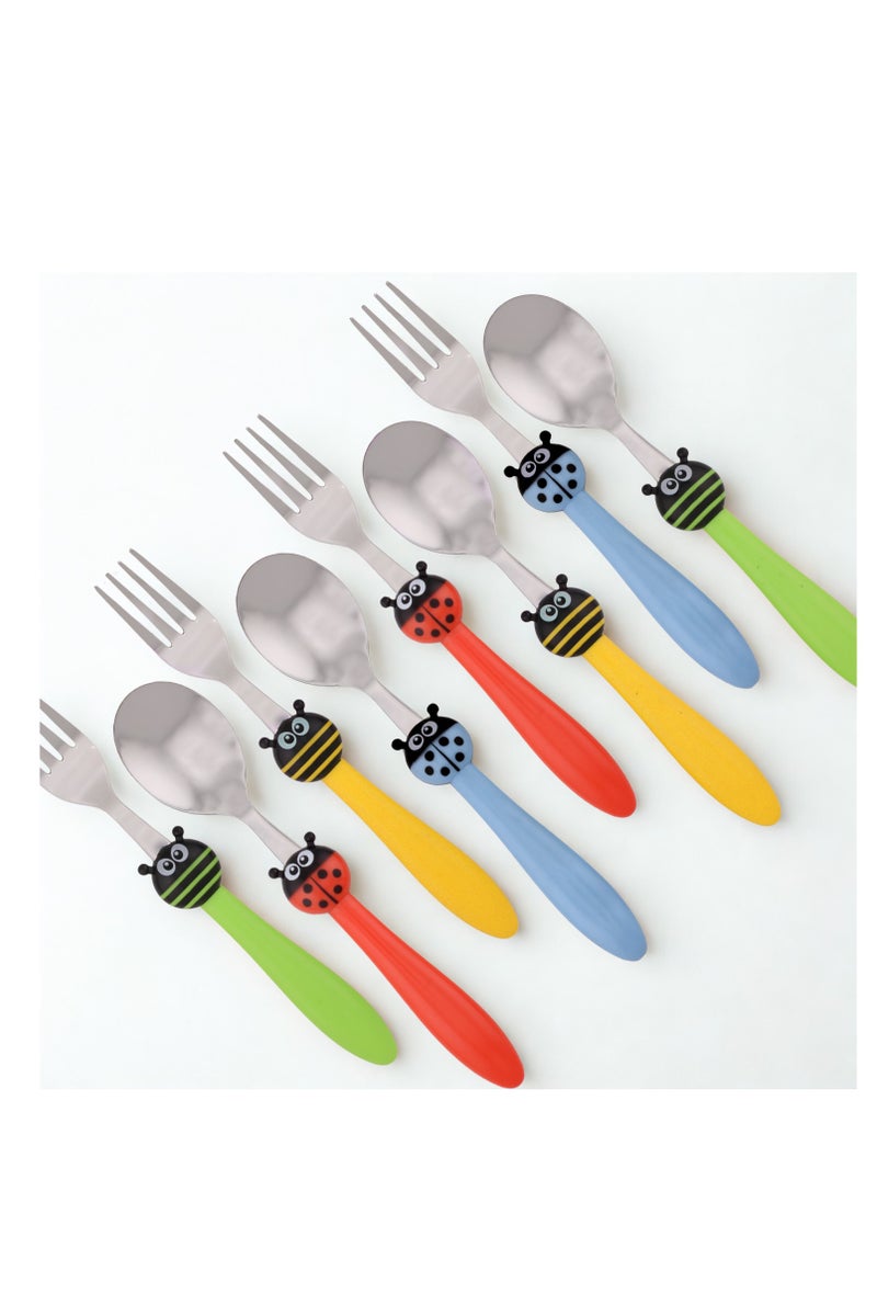 BrainGiggles Kids Cutlery Set, Stainless Steel Spoon and Fork Flatware for Children with Rounded Edges, BPA-free Cute Cartoon Handles with Non-Slip Grip, Toddler Children Tableware (Blue) - Image 5