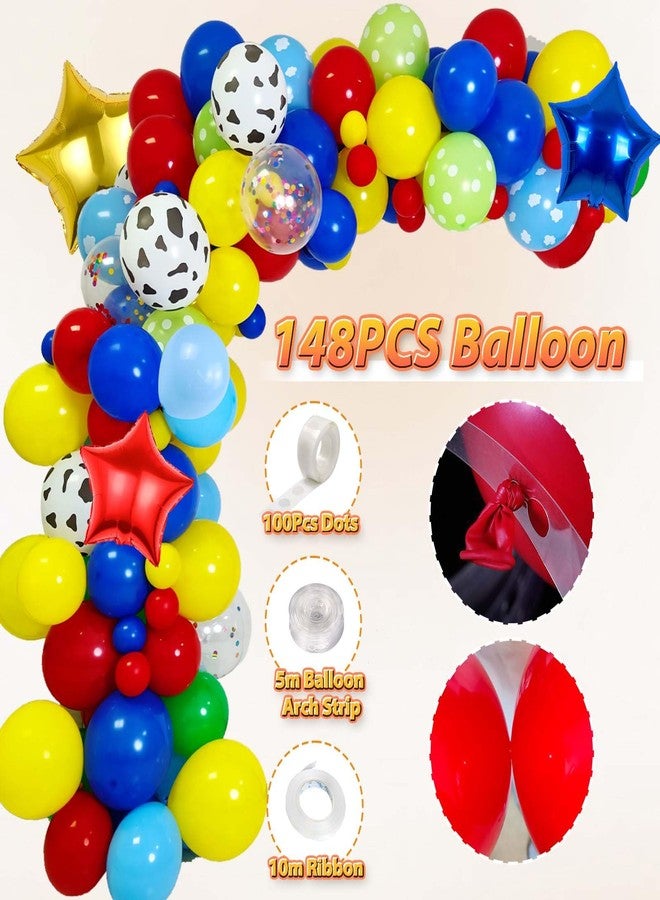 FEXICHUJI Cartoon 154Pcs Toys Inspired Story Birthday Decorations Including Balloon Arch, Backdrop, Tablecloth and Rocket Balloons, Toys Inspired Story Themed Birthday Party Supplies for Kids - Image 4
