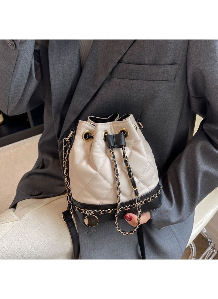 NIBEMINENT - Drawstring Shoulder Bucket Bag For Women Ladies Chain Detail Crossbody Bags - Image 1