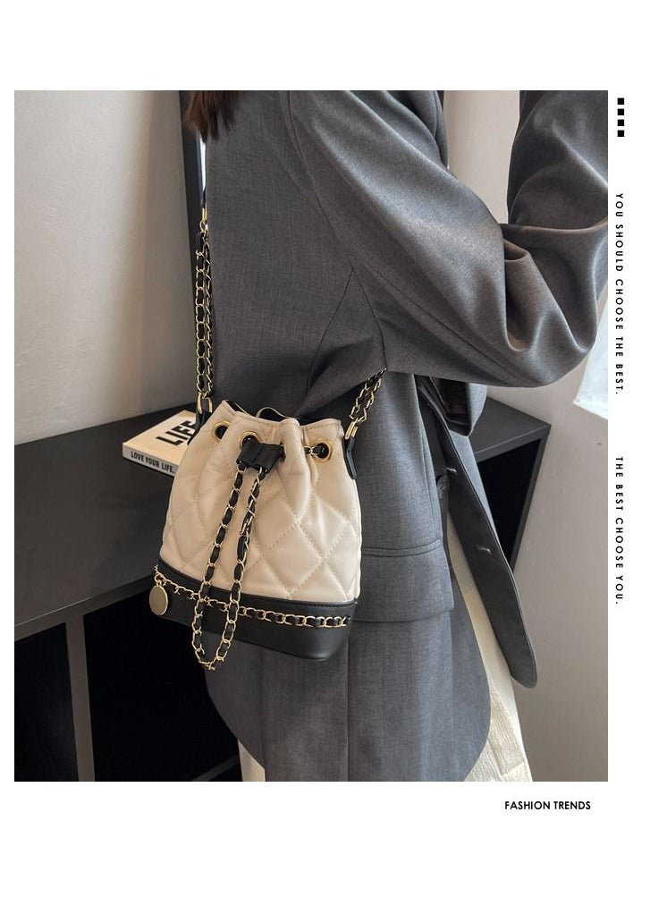 NIBEMINENT - Drawstring Shoulder Bucket Bag For Women Ladies Chain Detail Crossbody Bags - Image 1