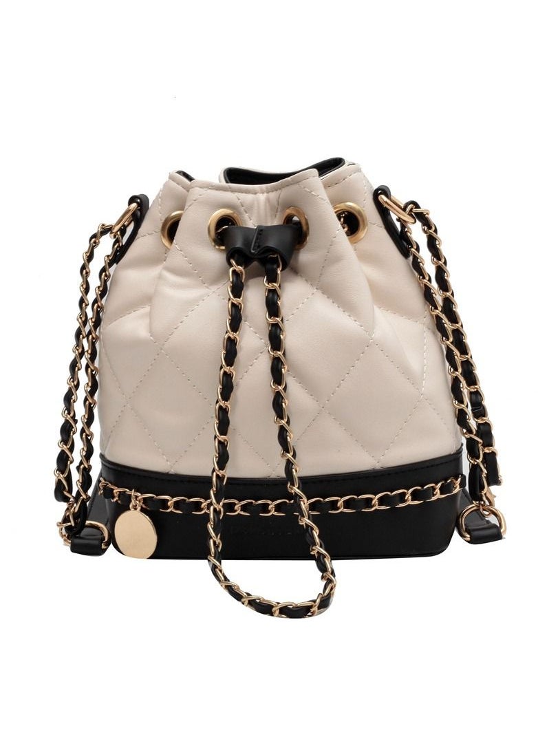 NIBEMINENT - Drawstring Shoulder Bucket Bag For Women Ladies Chain Detail Crossbody Bags - Image 1