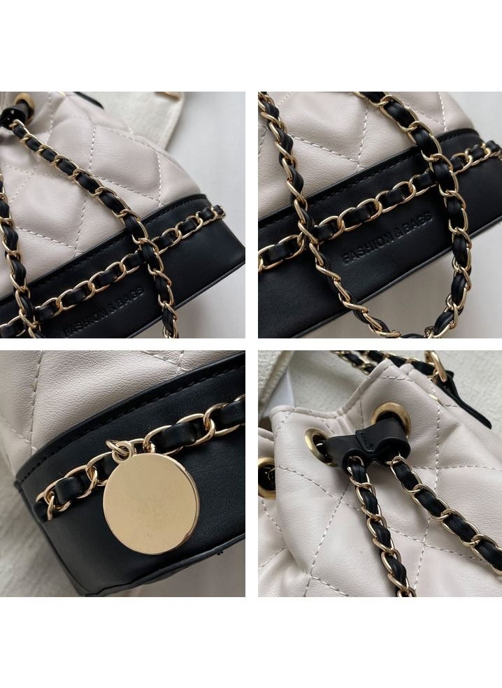 NIBEMINENT - Drawstring Shoulder Bucket Bag For Women Ladies Chain Detail Crossbody Bags - Image 1