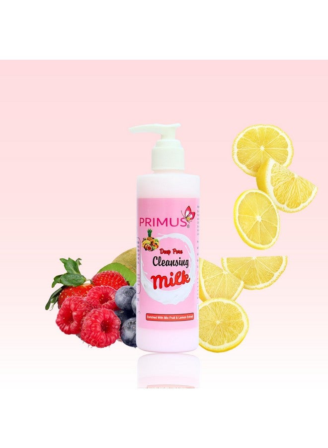Primus Mix Fruit Cleansing Milk Enriched With Vitamin C & Lemon Extracts | Ultra Clean & Refreshing | Cleansing Milk For Face Makeup Remover | 250 ml - Image 3