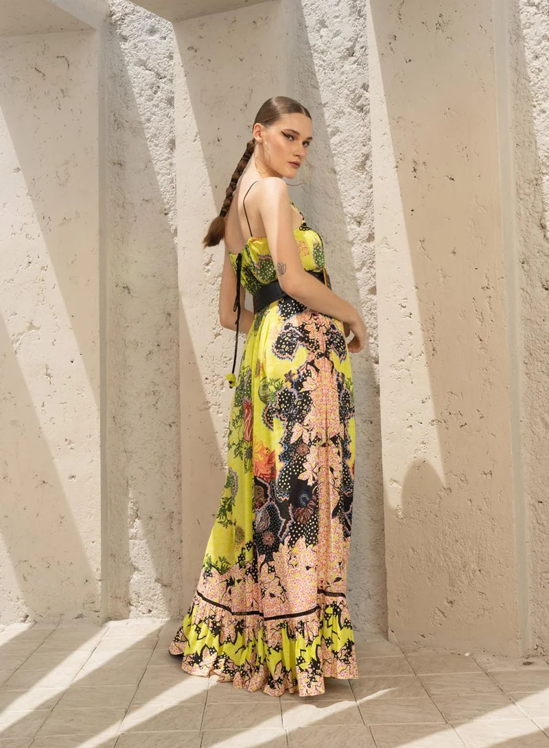 Bhanuni By Jyoti  LIME GREEN AND PASTEL PEACH MAXI DRESS for Women | Best Price UAE