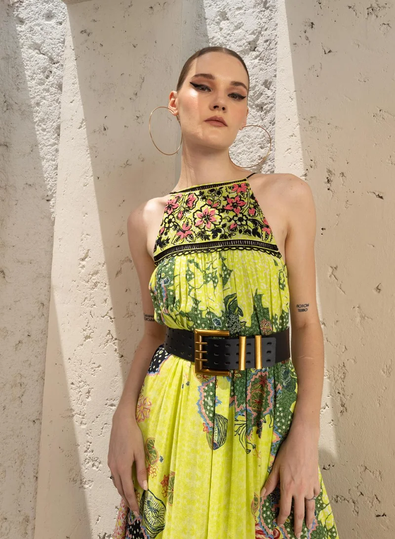 Bhanuni By Jyoti  LIME GREEN AND PASTEL PEACH MAXI DRESS for Women | Best Price UAE