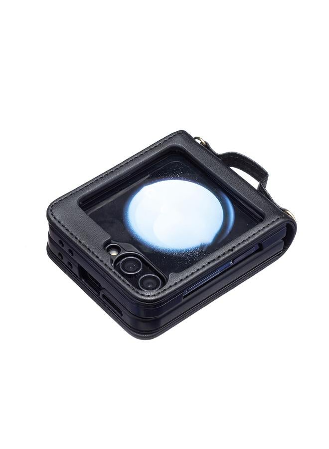 اس-توب جراب هاتف Samsung Galaxy Z Flip5 على شكل موجة مع حزام كتف من الجلد - Image 3