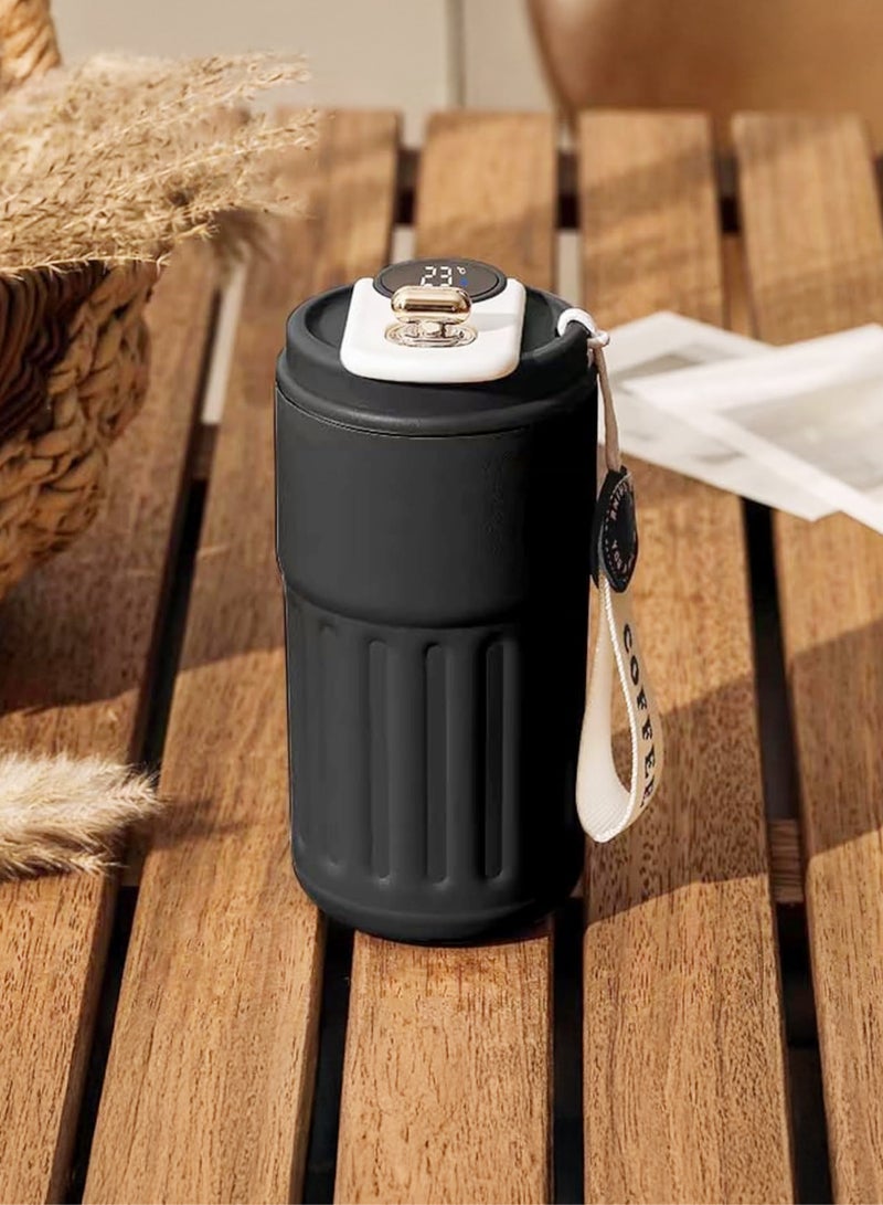 توشيونيكس كوب قهوة معزول حرارياً من الفولاذ المقاوم للصدأ مع شاشة عرض درجة الحرارة - 460 مل، جدار مزدوج مانع للتسرب، كوب سفر T114714 - Image 1