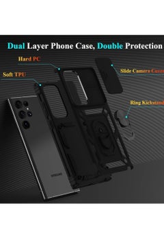 SH PROTECT TOUCH Shockproof Case Cover For Galaxy S24 Ultra With Camera Cover And Stand Kickstand Ring Military Grade Cover With Magnetic Kickstand Protective Case Kickstand Case  - Image 4