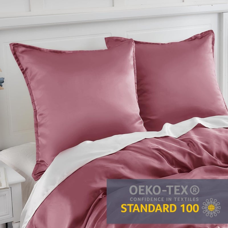 Vielit Satin Cushion Cover, 65 x 65 cm, Set of 2, Soft as a Silk Pillowcase, Like Silk Pillowcase Suitable for Curly Hair, Satin Pillowcase with Zip, Cushion Covers, Pink Cushion Cover - Image 3
