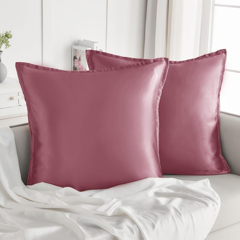 Vielit Satin Cushion Cover, 65 x 65 cm, Set of 2, Soft as a Silk Pillowcase, Like Silk Pillowcase Suitable for Curly Hair, Satin Pillowcase with Zip, Cushion Covers, Pink Cushion Cover - Image 5