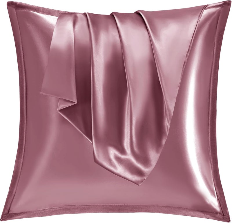 Vielit Satin Cushion Cover, 65 x 65 cm, Set of 2, Soft as a Silk Pillowcase, Like Silk Pillowcase Suitable for Curly Hair, Satin Pillowcase with Zip, Cushion Covers, Pink Cushion Cover - Image 1