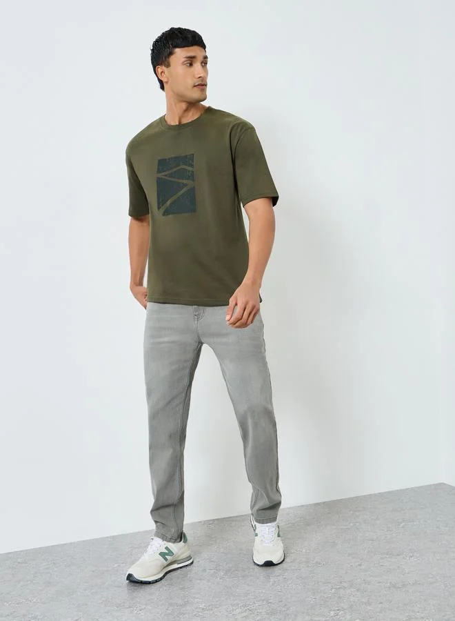 ستايلي تيشيرت فضفاض مطبع