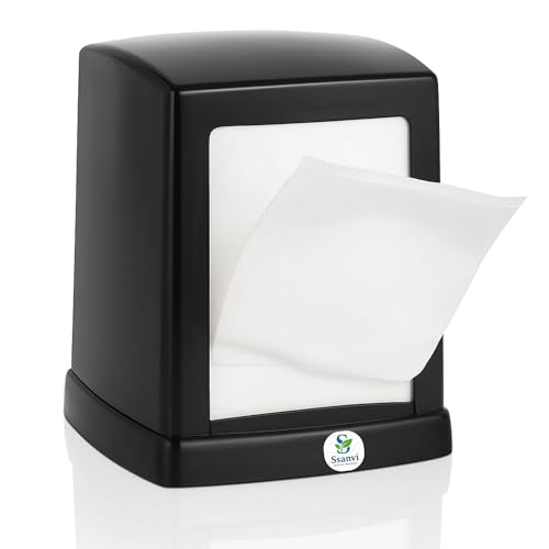 Ssanvi Double Side Table Top Tissue Dispenser with 2 Tissue Refill Boxes | Plastic Napkin Holder for Kitchen, Dining Table, Office & Hotel Use (Black) - Image 1