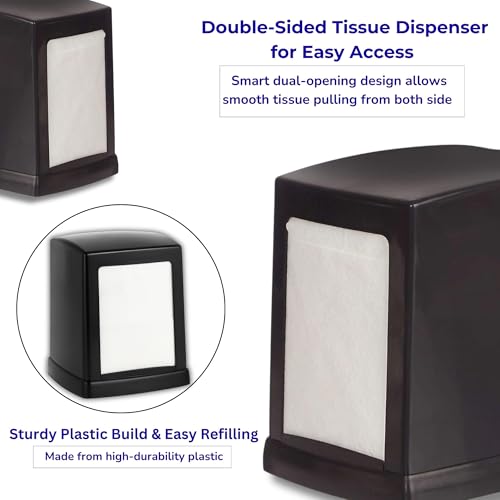 Ssanvi Double Side Table Top Tissue Dispenser with 2 Tissue Refill Boxes | Plastic Napkin Holder for Kitchen, Dining Table, Office & Hotel Use (Black) - Image 3