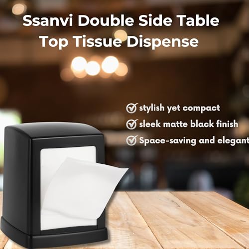 Ssanvi Double Side Table Top Tissue Dispenser with 2 Tissue Refill Boxes | Plastic Napkin Holder for Kitchen, Dining Table, Office & Hotel Use (Black) - Image 4