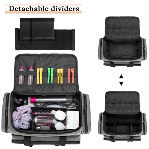BAFASO Large Capacity Hairdresser Bag with Adjustable Dividers, Travel Barber Case Holds Various Hair Cutting Tools (NO ACCESSORIES), Gray - Image 3