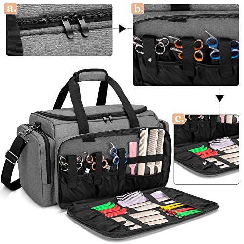 BAFASO Large Capacity Hairdresser Bag with Adjustable Dividers, Travel Barber Case Holds Various Hair Cutting Tools (NO ACCESSORIES), Gray - Image 4