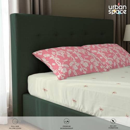 Urban Space Serene 200 TC 100% Cotton Bedsheet for Double Bed, Queen Size Bed Sheet with 2 Pillow Covers (Vine Gardens Peach Pink, Size 88 x 100 inches) - Image 5