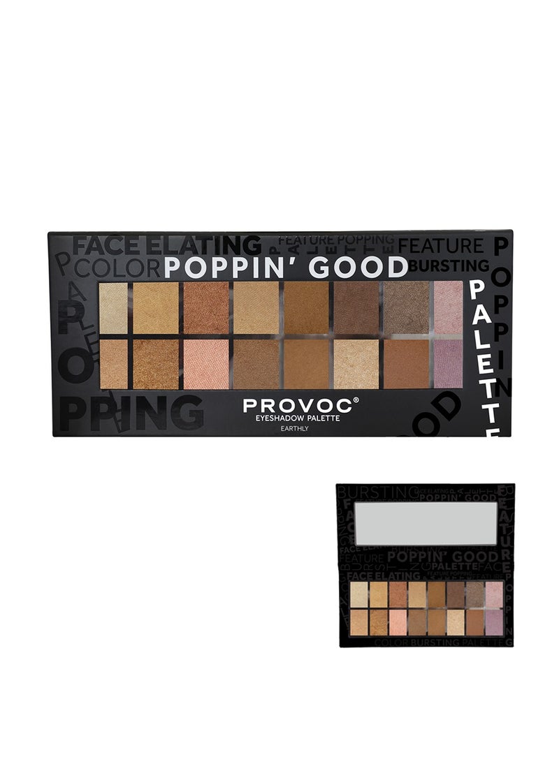 PROVOC POPPIN' GOOD Eyeshadow Earthly Palette 16 Colors