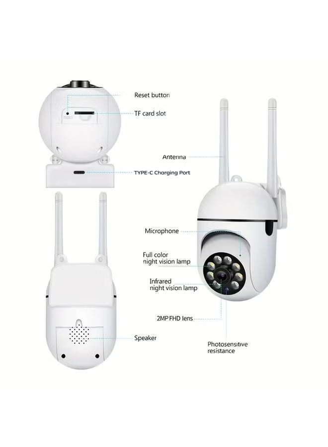 Neutral Full HD Smart Security Camera (64GB Memory Card) Wireless Wi-Fi Pan-Tilt Zoom Colour Night Vision Two-Way Audio Motion Detection Suitable for Indoor/Outdoor Use (White) - Image 5