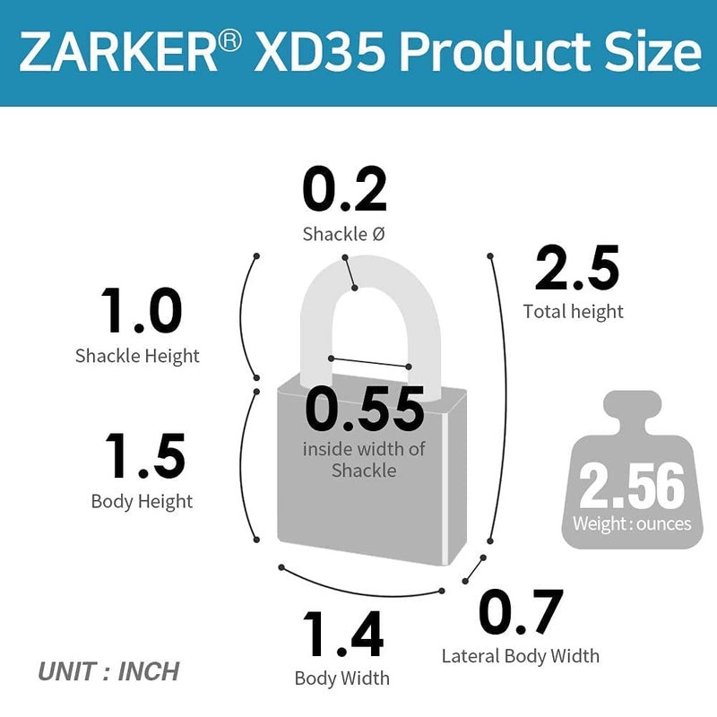 Zarker Xd35 قفل مجمع 3 أرقام للمدرسة وصالة الألعاب الرياضية قفل خزانة سياج صندوق أدوات حافظة تخزين بمشبك في الهواء الطلق (عبوة واحدة زمرد) - Image 4