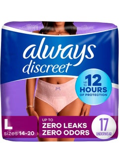 Always Discreet, Incontinence & Postpartum Underwear For Women, Classic Cut, Size Large, Maximum Absorbency, Disposable, 17 Count - pzsku/ZC19D4937416C047B4994Z/45/_/1739961833/bfe005ec-f812-4a43-9627-672076460fd7