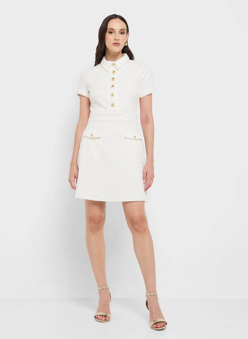 GUESS Tamara Belted Tweed Mini Dress  - Image 1